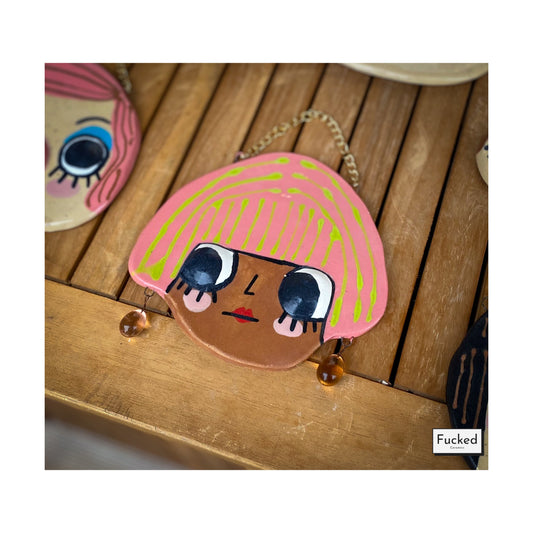 Wall Face - Pink/ earrings
