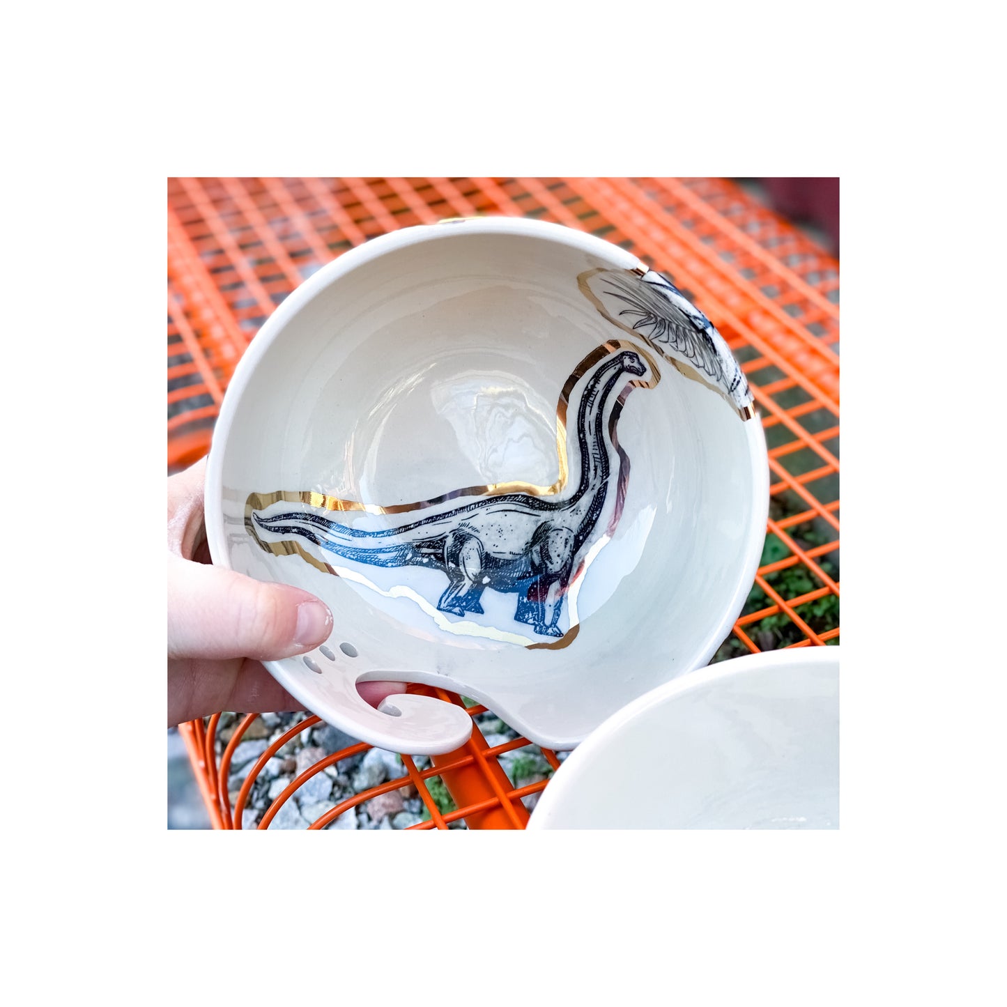 Dinosaur Yarn Bowl - 24k Gold